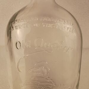 Vintage Old Quaker Embossed Glass Bottle Original Metal Cap 1950's-60's